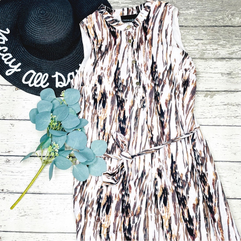 Cynthia Rowley Ikat Sleeveless Linen Dress